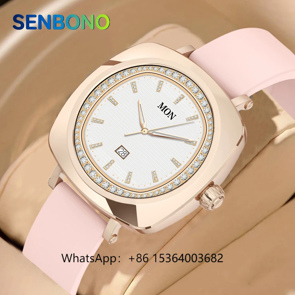 

TJXL-SENBONO LC605 SmartWatch AMOLED Women Fashion Lovely Bracelet BT Call Blood Pressure Sports Fitness Tracker Ladies Smartwat