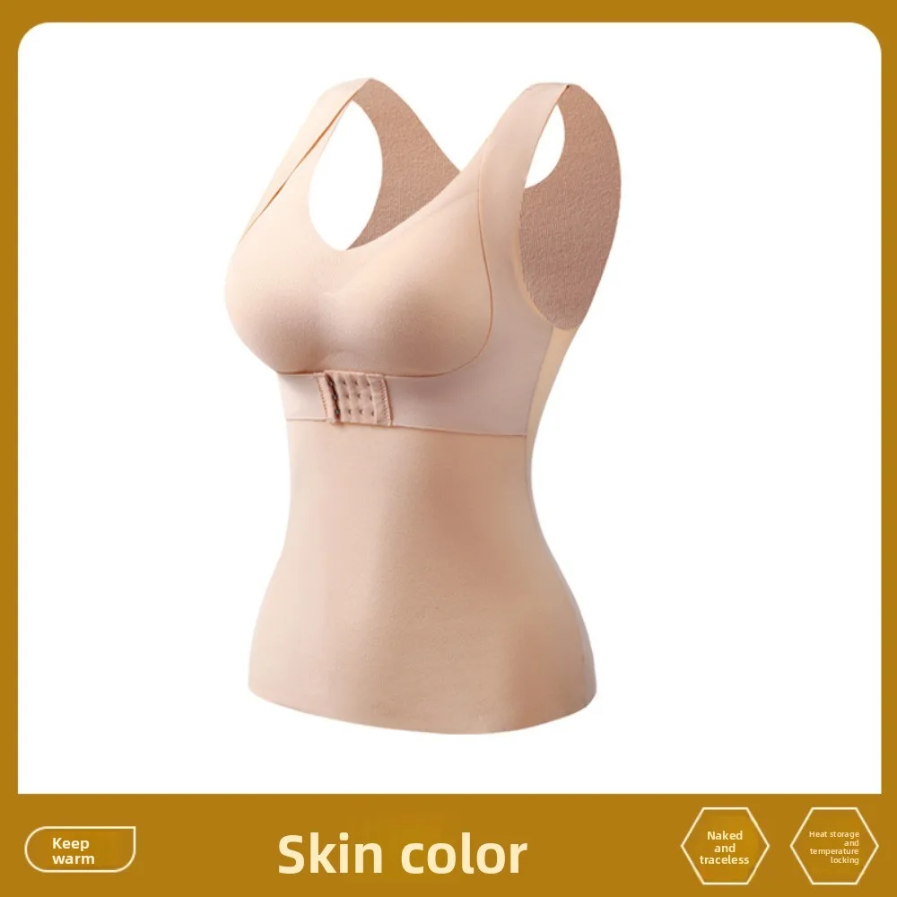 Camisola térmica adelgazante de lana de terciopelo con copas acolchadas, Tops cortos moldeadores de cuerpo posparto, tanques con Control de barriga