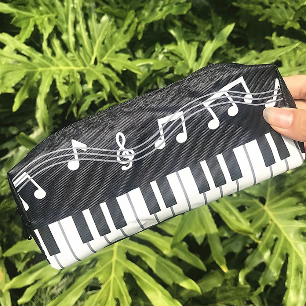 2 pçs caso de lápis saco portátil música nota bolsa malotes piano padrão pencilcase armazenamento dupla camada