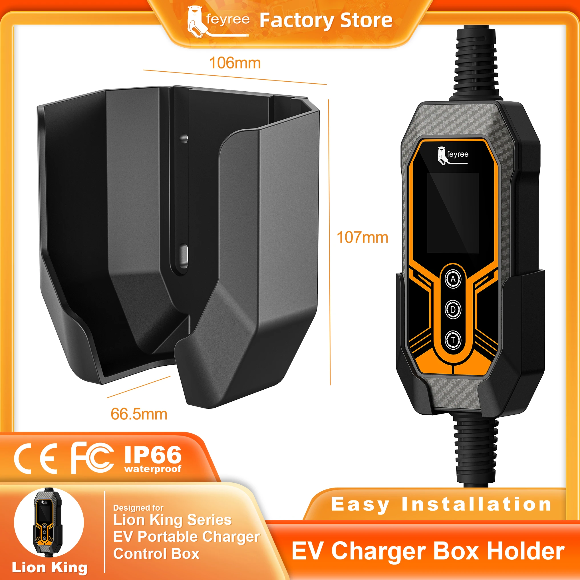 Feyree EV-Ladegeräthalter Hochfester Haken Einfache Installation Feste Wandhalterung für Tragbare EV-Ladegeräte 7KW 11KW EVSE