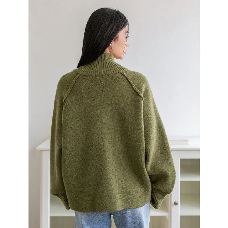 2025 Autumn Elegant Women's Sweaters Stand Collar Thick Warm Solid Winter Cardigans Vintage Korean Fashion Chic Sueter Mujer