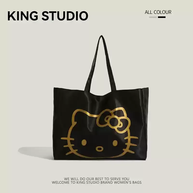 جديد مرحبا كيتي الكرتون حقيبة كتف لطيف حقيبة كروسبودي فتاة طالب حقيبة قماش قنب حار سعة كبيرة حقيبة تسوق حقيبة مدرسية