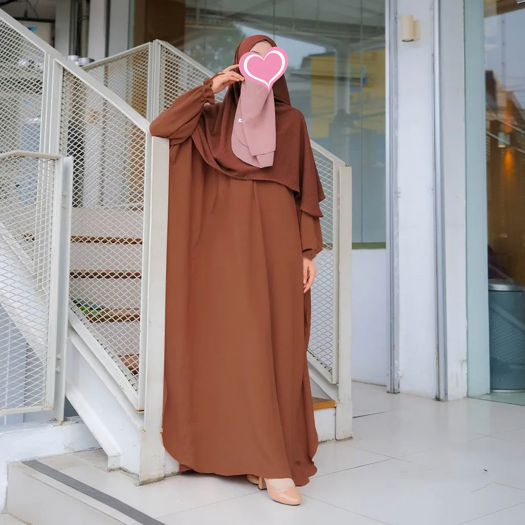 

Muslim Abaya Hooded Elastic Cuff Sleeve One-Piece Prayer Dress Women Islamic Clothing Dubai Saudi Black Robe Turkish Modesty