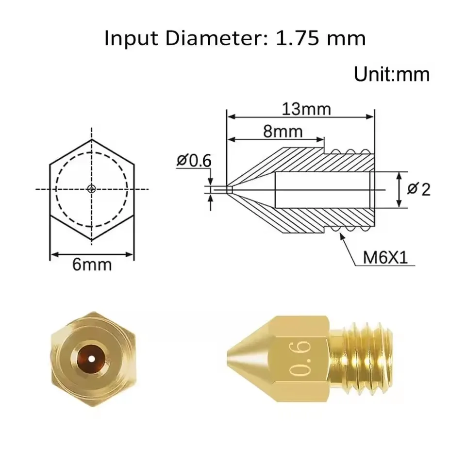 0.4mm MK8 Extruder Nozzle 3D Printer Nozzle for Creality Ender 3/3 Pro/3 V2, Ender 5/5 Pro, CR-10/10S, Makerbot, 3D Printer