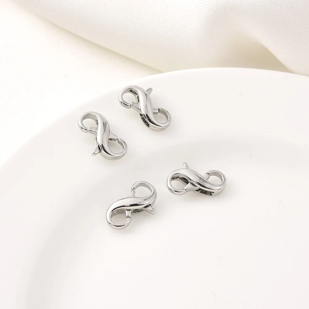 

Медное покрытие из белого золота, двойное открытие, 8-образная застежка-лобстер, браслет ручной работы, ожерелье, соединительная застежка, пружинная пряжка Hea