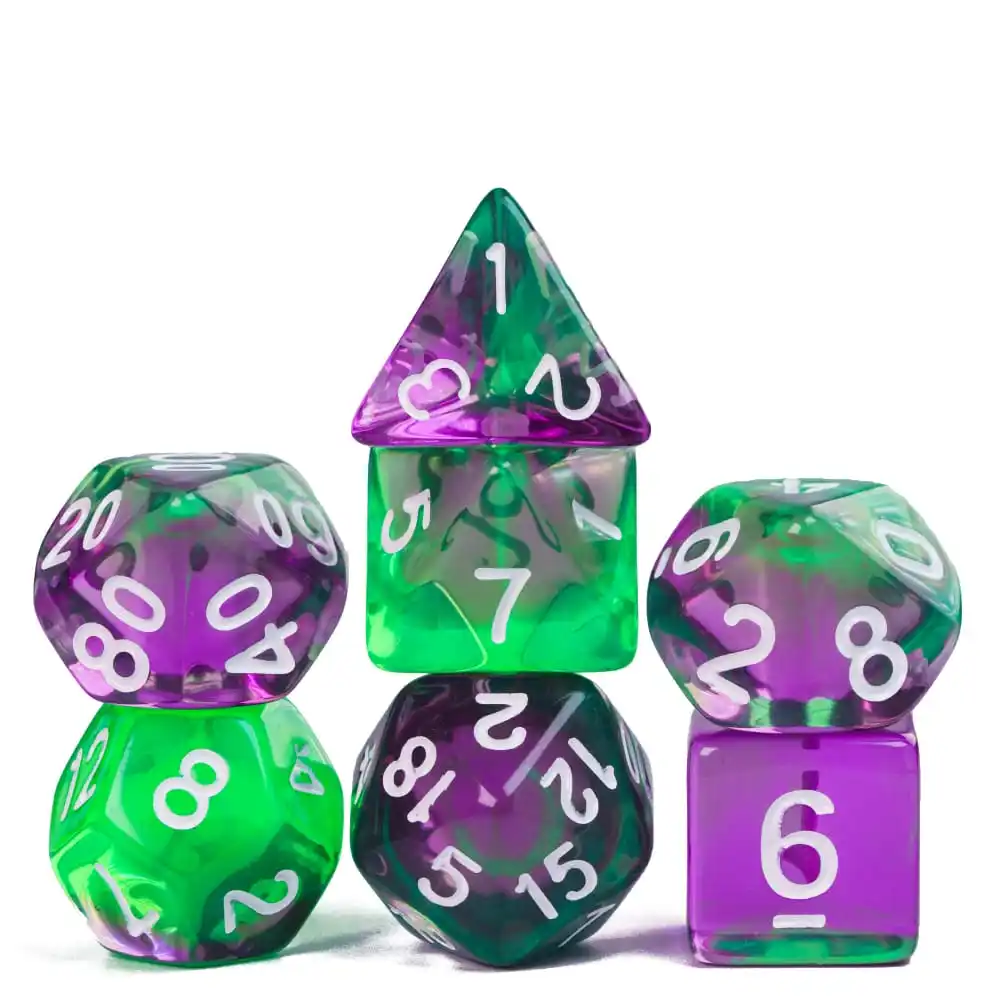 DND Dices Mixed Color 7Pcs/Set Transparent D4-D20 Polyhedral Dice Set for Dungeons and Dragons Role Playing Board Games