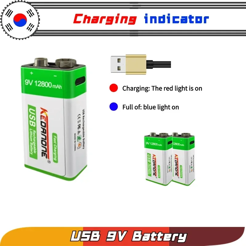 High Capacity USB Battery 9V 1500mAh Li-ion Battery USB Lithium Battery For Toys Remote Control Dropshipping