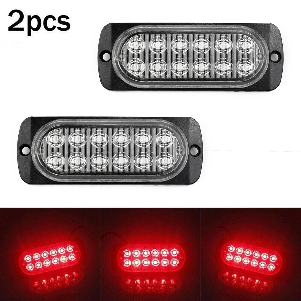 2pcs Car Rear Red Fog 12 Led Lamp Light DC 12V-24V 36W For Truck Car Van Bus Cab LED UrgentLight Plastic Car Lights Accessories