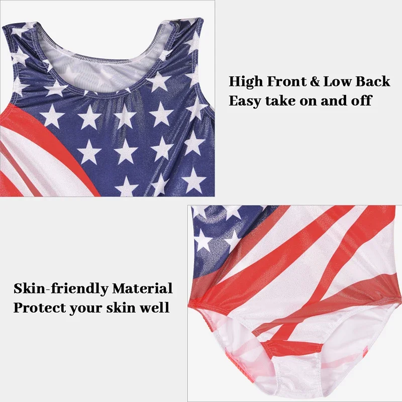 Gymnastikanzüge für Mädchen, glänzende ärmellose Sport-Tumbling-Tanktop-Einteiler mit Shorts und Stirnband – Detail 3