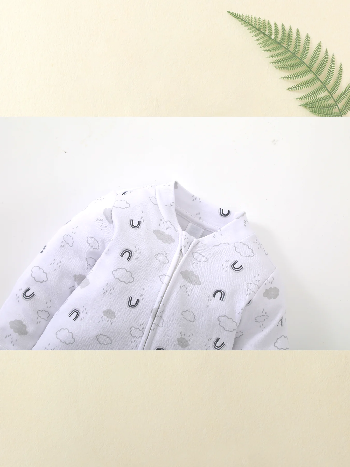 TtkaaBaby Baby-Jungen-Set aus 100 % Baumwolle mit Bären- und Wolkenmuster, langärmlig, mit Doppelreißverschluss, zweiteiliger Baby-Strampler – Geschenk zum Vollmond – Detail 7
