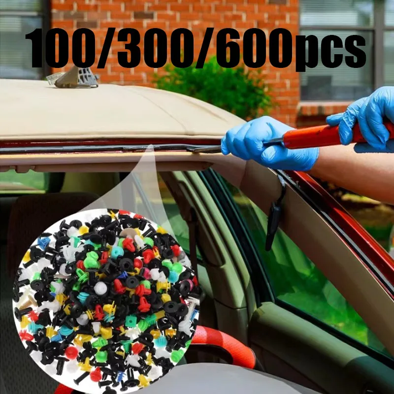 100/600PCS Mixed Plastic Car Clips Fastener Screws Random Bumper Clip Nylon Roof Lining Trim Door Fender Pad Fasteners Auto Part