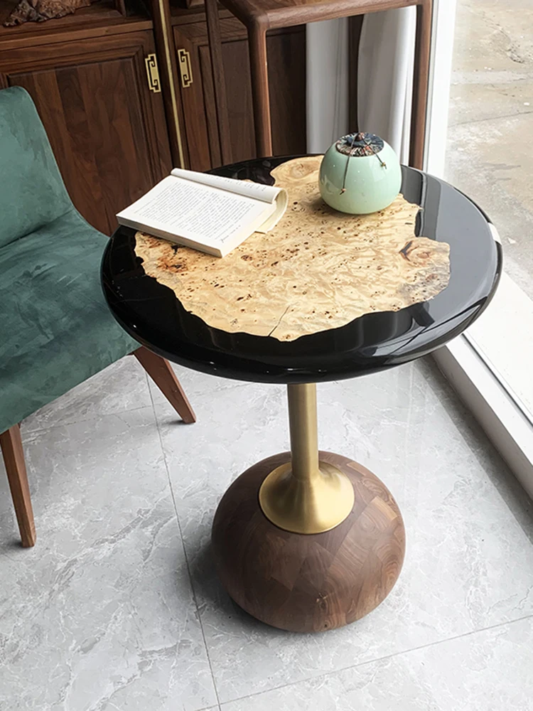 Customized Circular Coffee Table, Nordic Living Room Furniture, TV Cabinet,Sofa Side,Poplar Tree Lump, Resin Tea Tables, Luxury