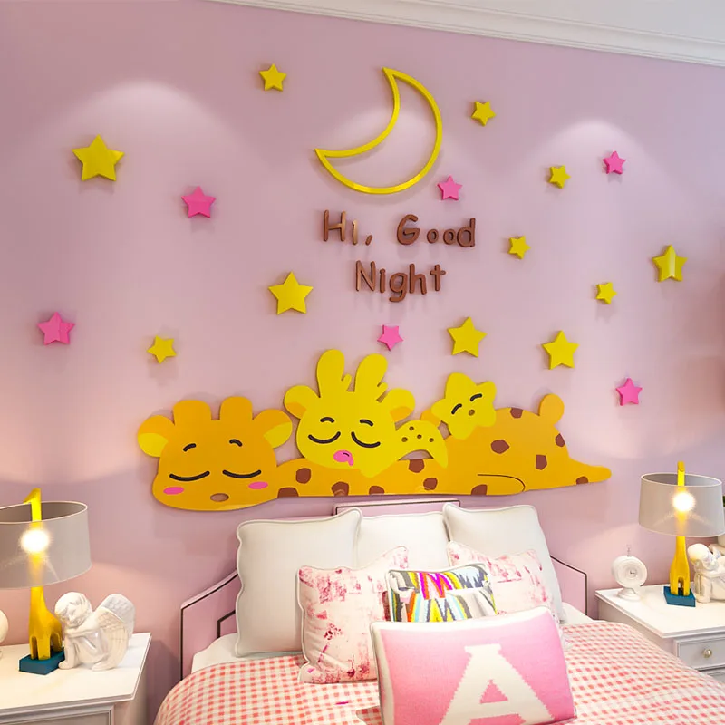 WS24 Lovely night Star Children's room wall decoration 3D wall stickers living room bedroom  kindergarten creative wall stickers