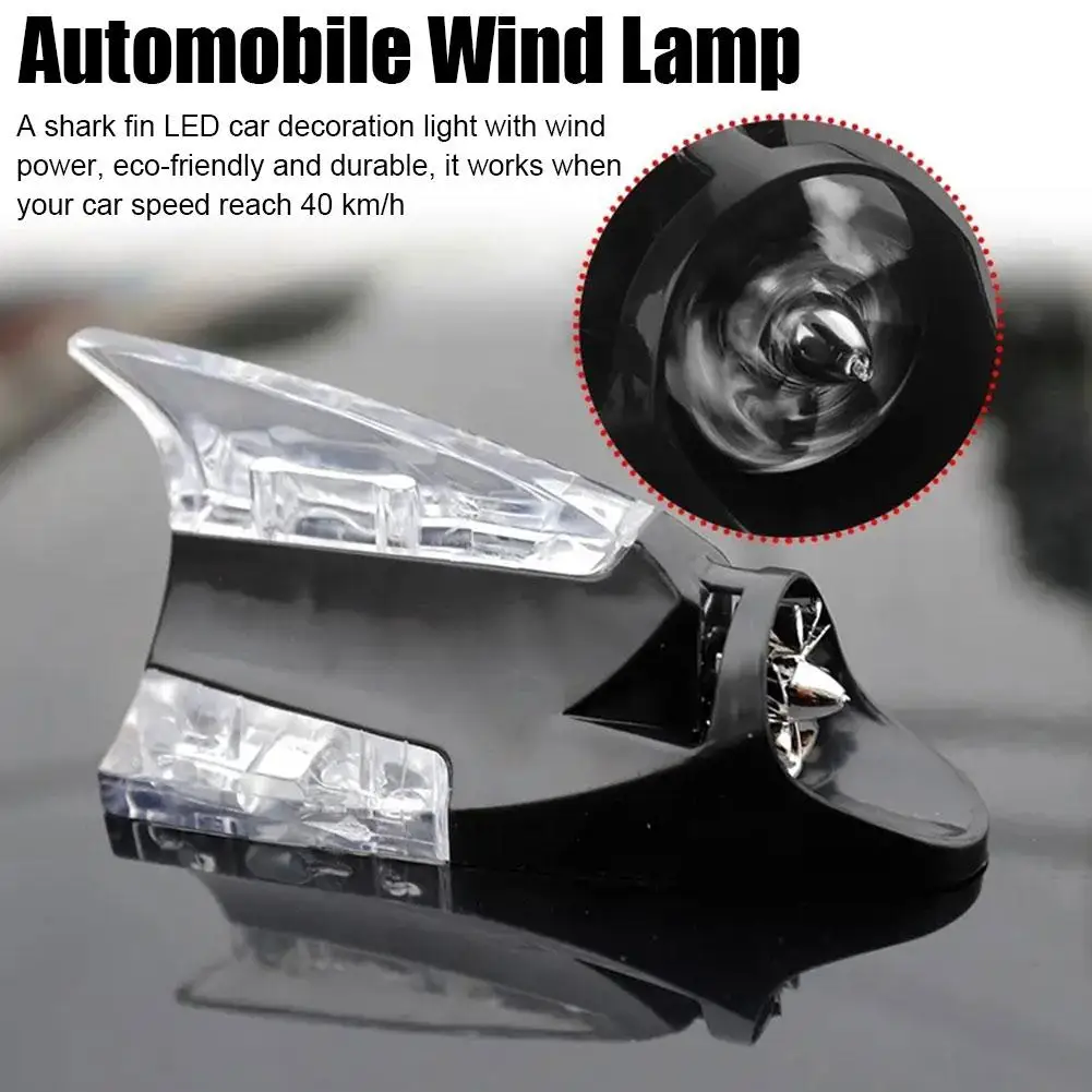 Wind Powered LED Anti Collision Light Warning Lights Universal Shark Fin Antenna Light Automobile Modeling Decorating Accessorie