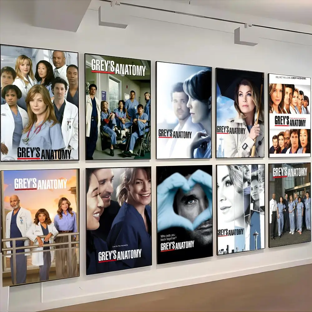 Grey's Anatomy Tv Series Medical Poster Self-adhesive Advanced Aesthetic Printing Paper Wall Art for Living Room Home Decor