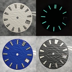 28.5mm Watch Dial for NH35/NH36/4R/6R Movement C3 Strong Green Luminous Wave Pattern Watch Faces Watches Replacement Accessories
