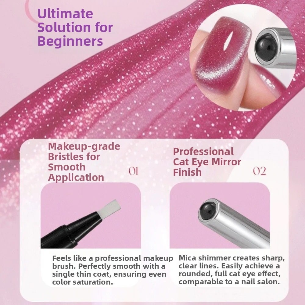 7-in-1 Cat Eye Nail Art Pen Built-in Magnet Multi-functional Magnetic Gel Polish Pen Time Saving Easy To Use Gel Polish Pen