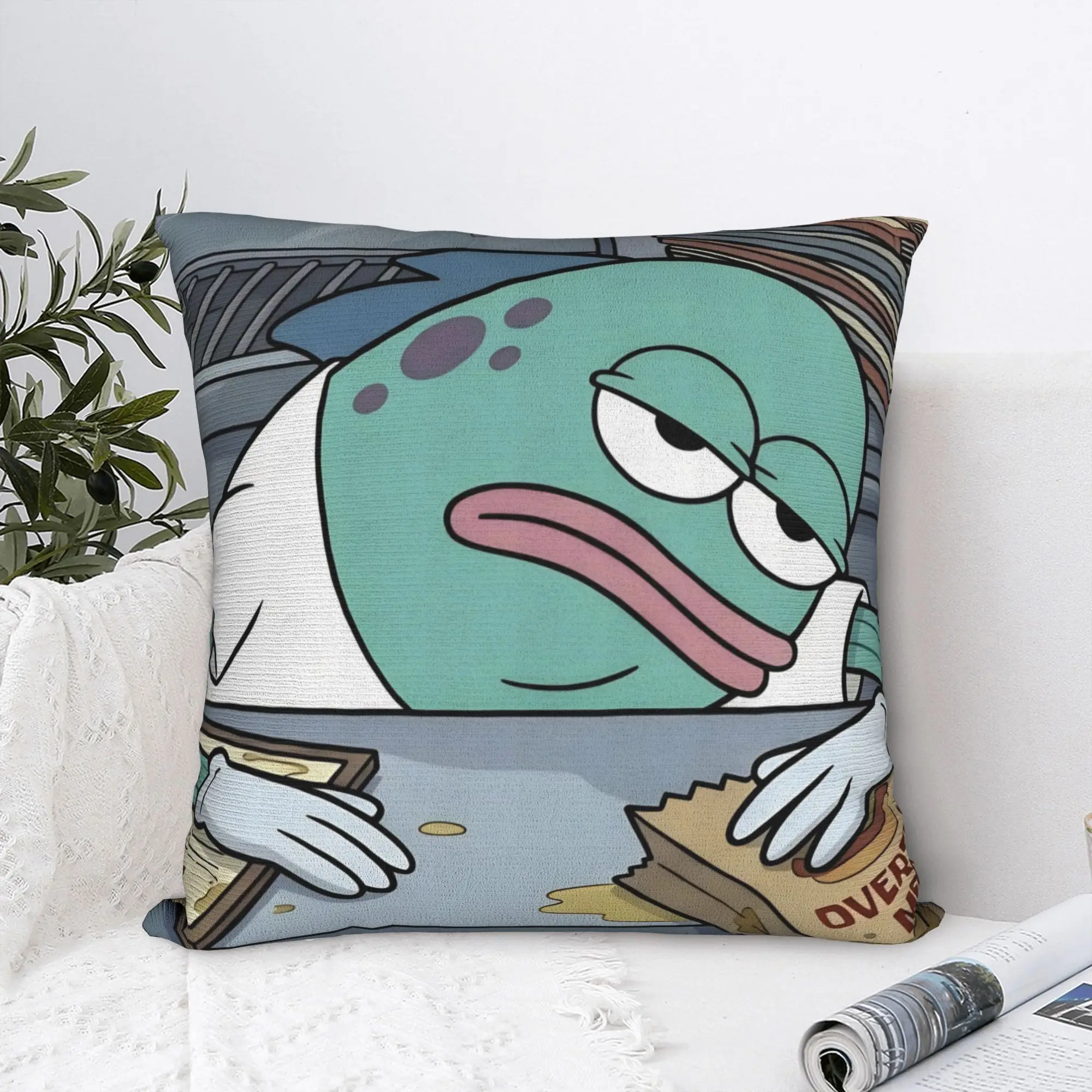 Tired Bikinis Bottom Buddies Funny Fish Square Pillow Covers Seat Meme Cushion Case Cool Home Decoration Throw Pillow Case 40*40