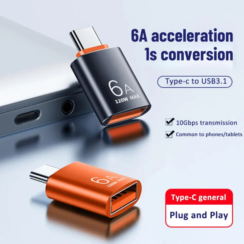 Mini Type C Male To USB Female OTG Adapter 6A High Speed Data Transfer Fast Charging Converter For Laptop Xiaomi Samsung OnePlus