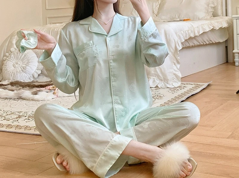 2026 New Pajamas Women's Long-sleeved Trousers Polka Dots Cute Wind Can Be Worn Outside Loungewear