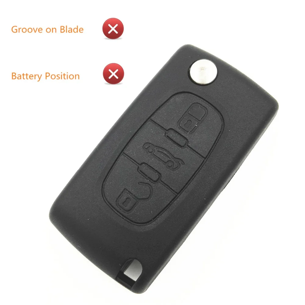 

Replacement No Groove Battery Position Trunk Button 3 Buttons Car Blank Key For Peugeot 307 407 207 Shell Remote