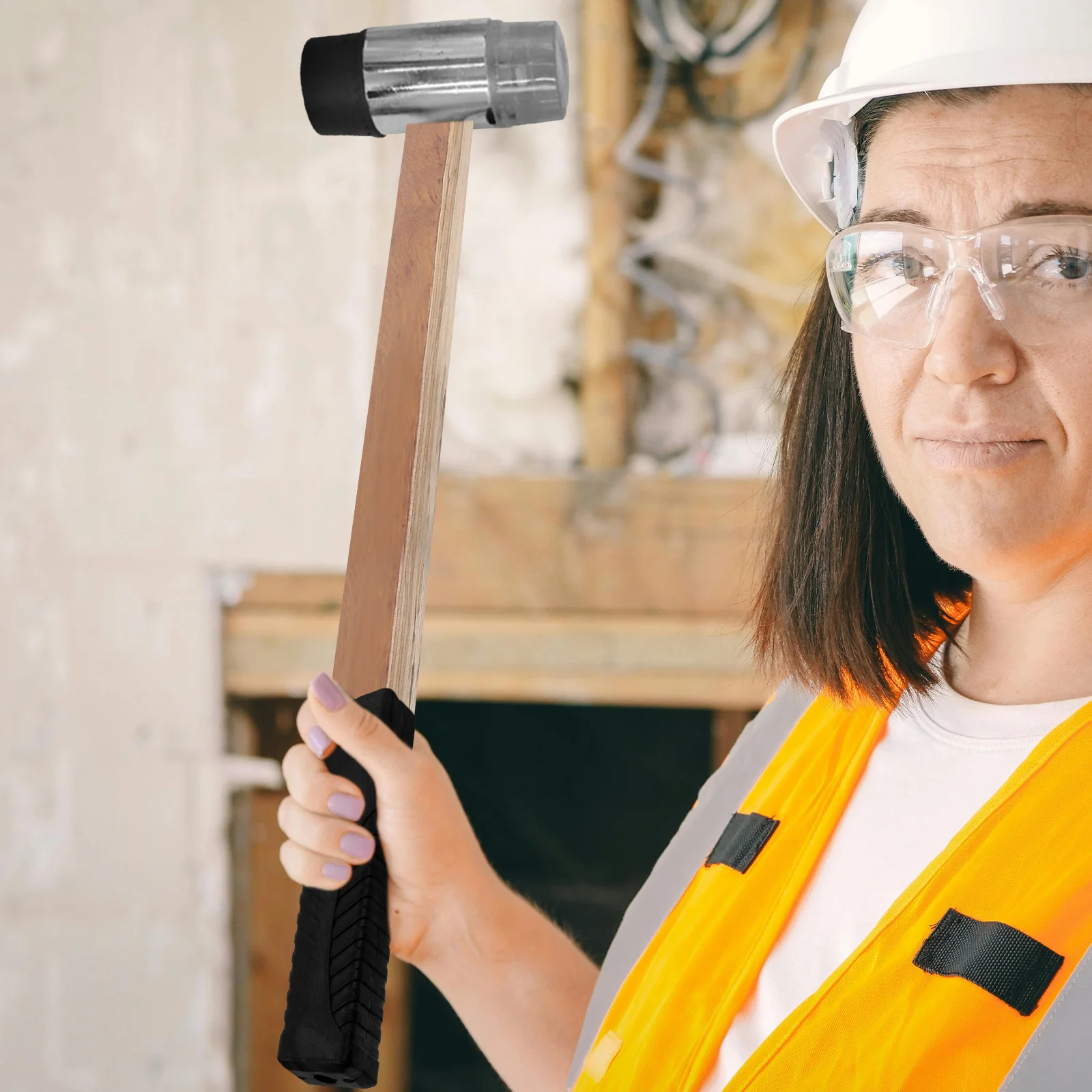 مقبض مطرقة بديل خشبي، مقبض أداة تصميم مستقيم للنجارة والنجارة والبناء، أداة يدوية للمطرقة #4