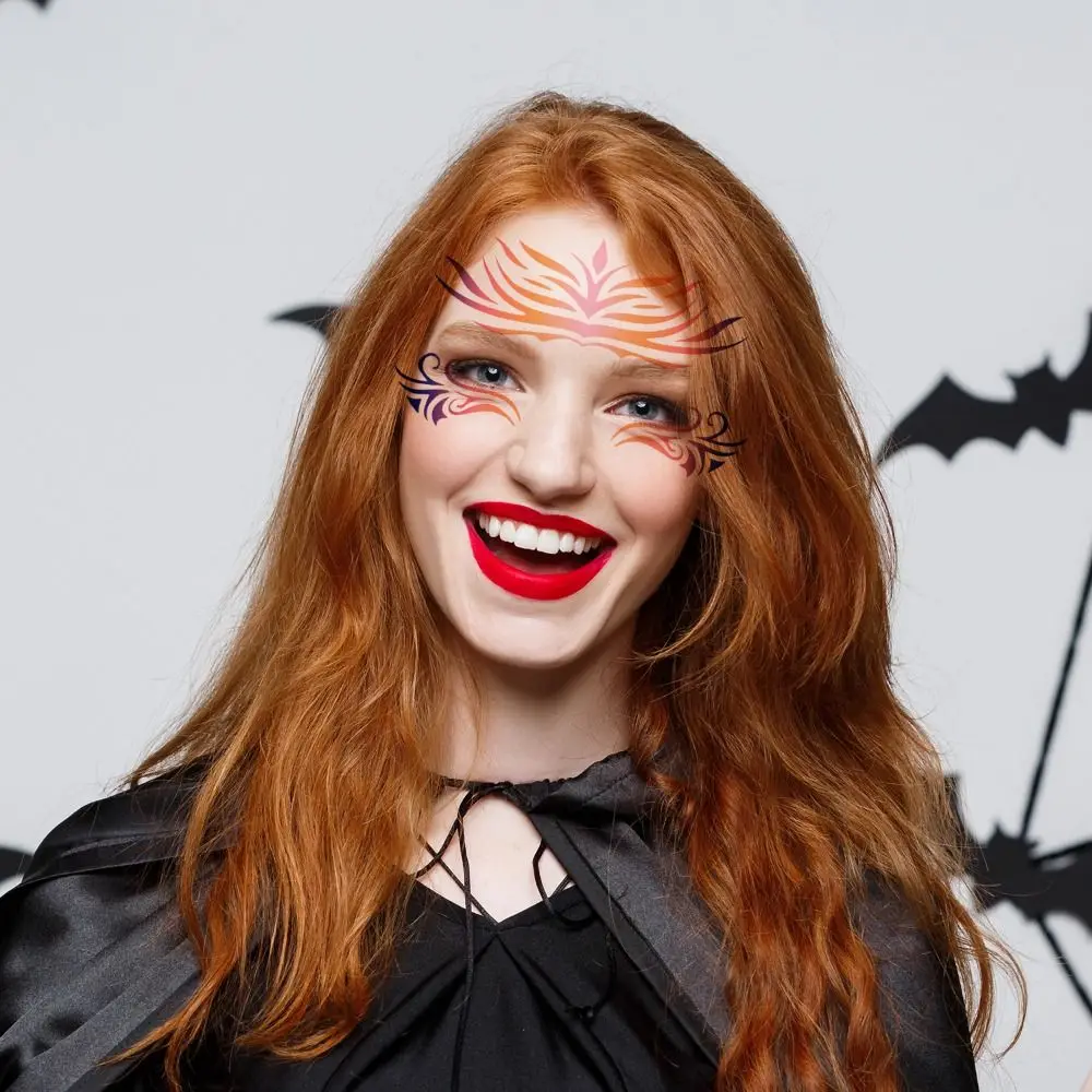 8Pcs Face Tattoo Face Painting Stencils Hollowed Flexible Face Paint Templates Reusable Multiple Pattern Body Art Stencils