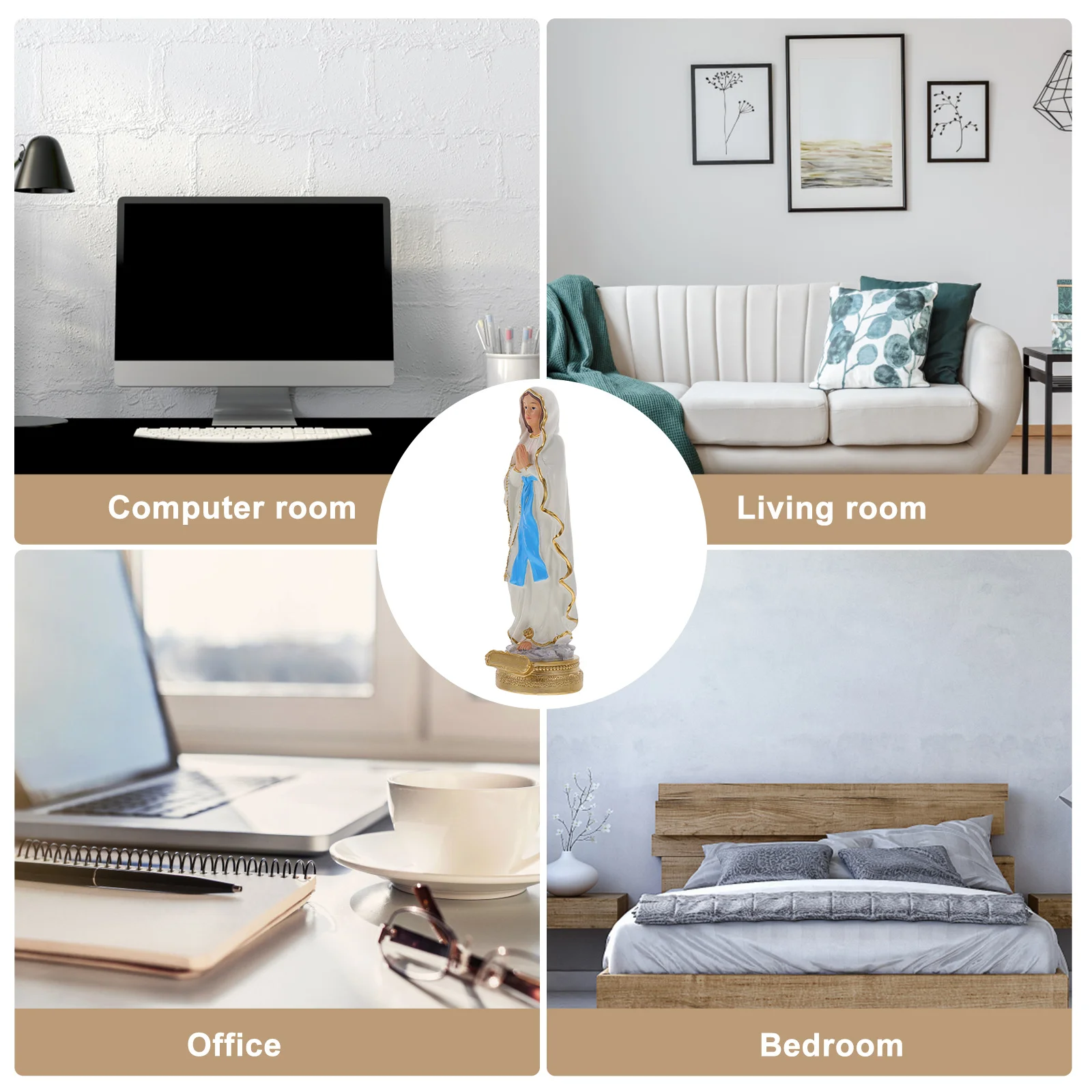 

1pcs Mary Statue Resin Ornament Religious Desktop Decor For Church Home Window Bookcase Catholicism Decoration