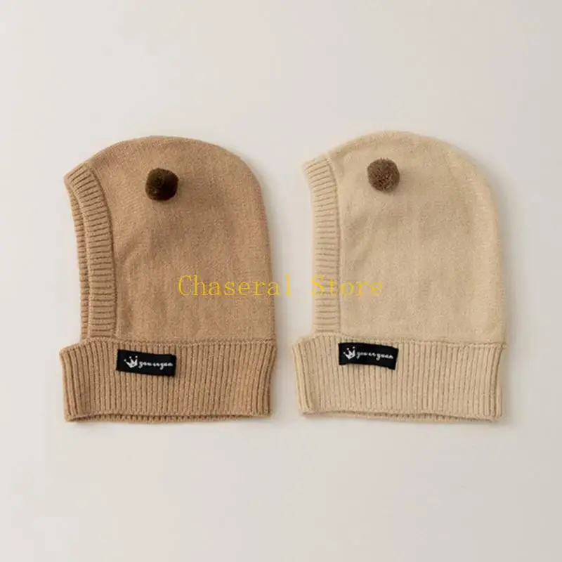 

E7CE 2 In 1 Baby Hat Scarf Integrated Winter Soft Warm Earflap Bonnet Hat Neck Warmer