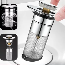 Stainless Steel Floor Drain Filter Washbasin Plug Anti Odor Pop-Up Bounce Core Basin Stopper Hair Catcher Shower Sink Strainer