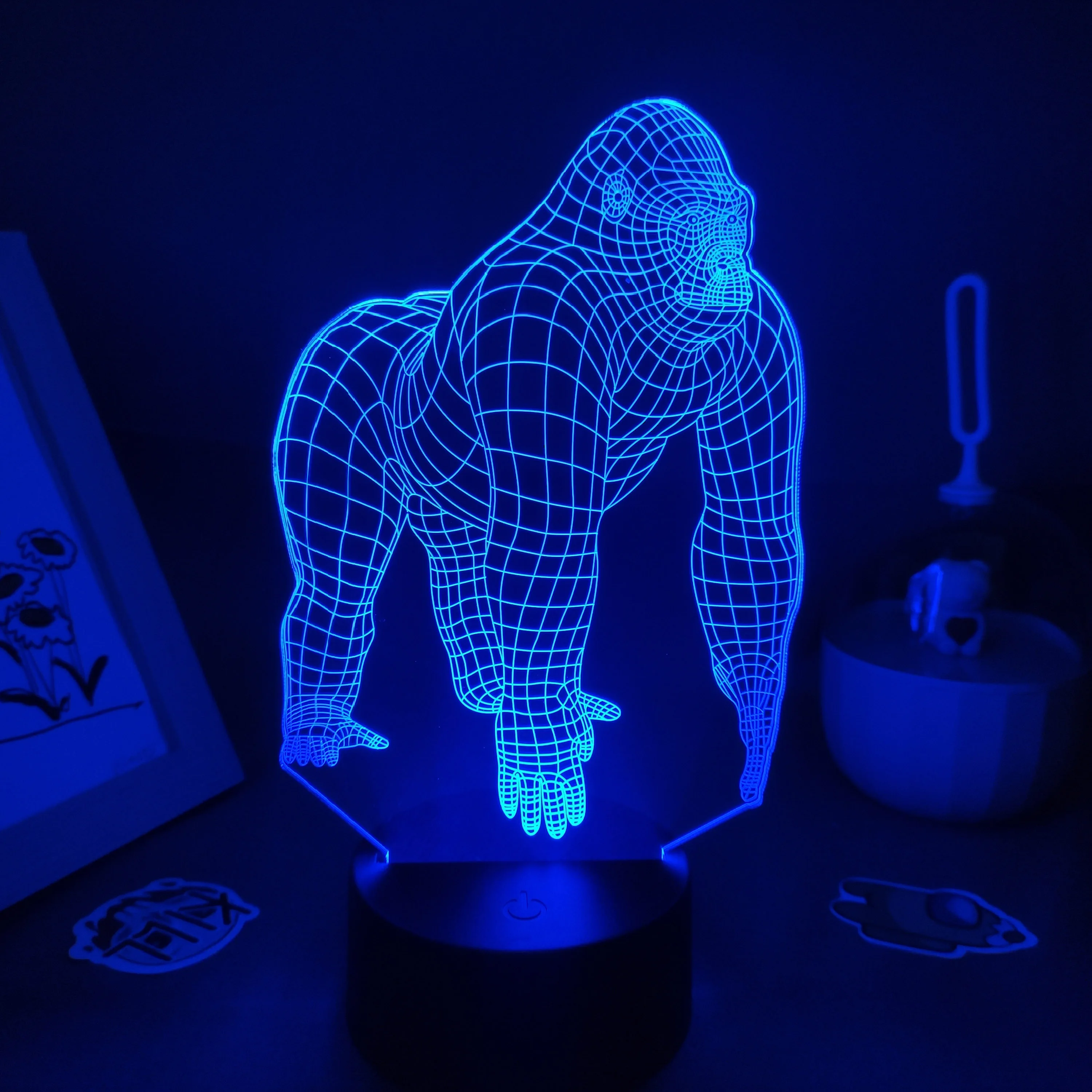 American Movie Titan 3D Lamp RGB Led Night Lights regali di compleanno colorati per gli amici camera da letto comodino Decor Animal Gorilla