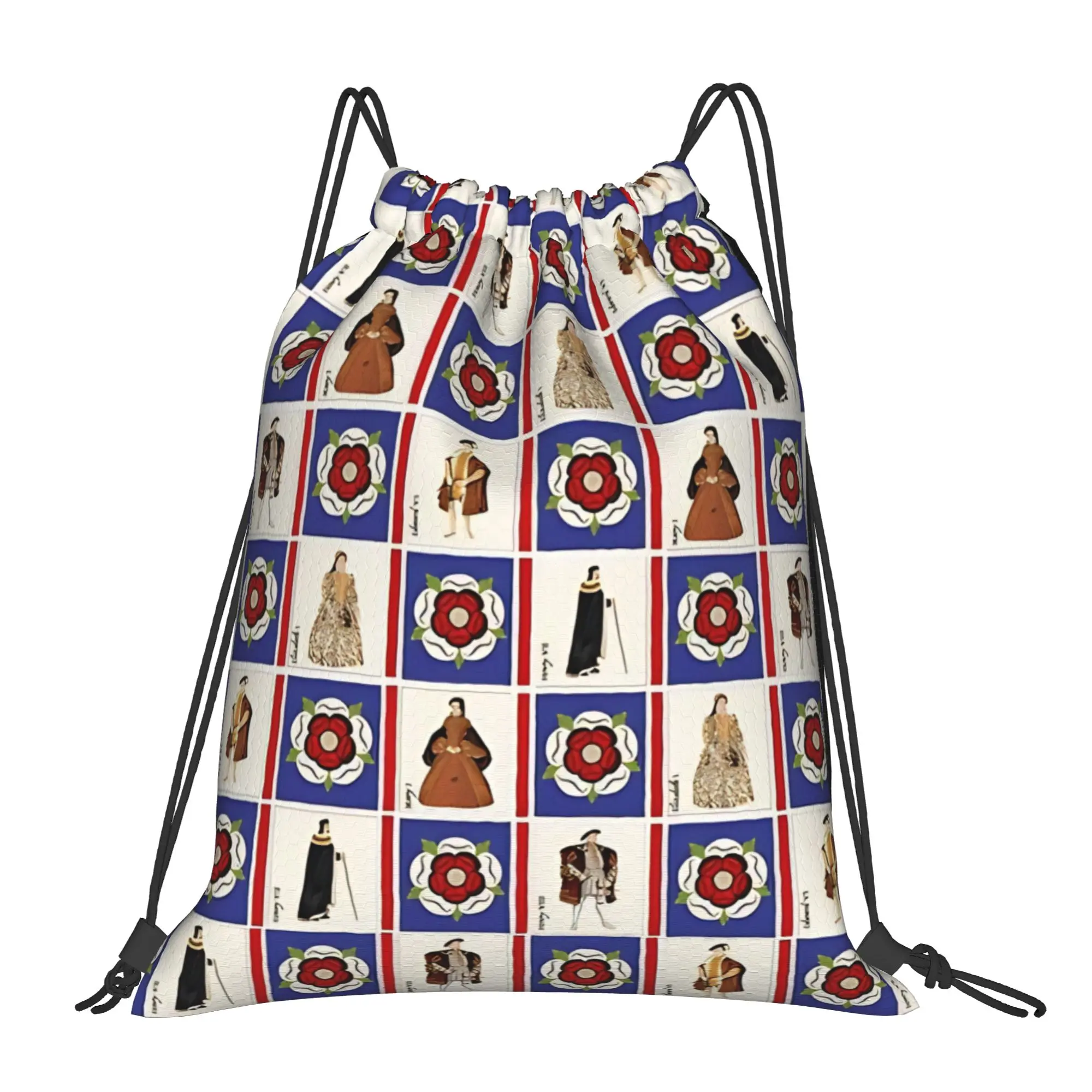 England Rose Heraldic Pattern  Portable Hiking Riding Gym Drawstring Storage Sporty Backpacks