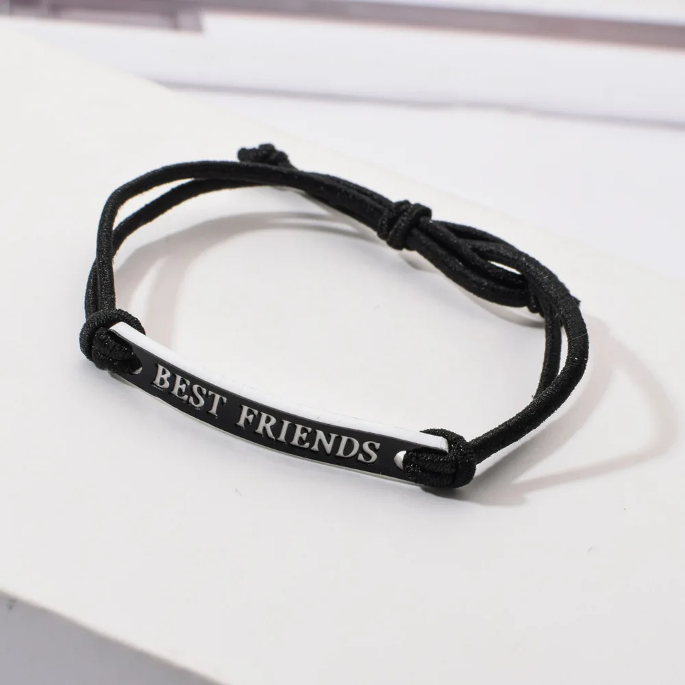 12 Stylish Acrylic Letters BEST FRIEND Elastic Bracelets Set For Men And WomenTo Give To Friends As A Friendship Bracelet Set