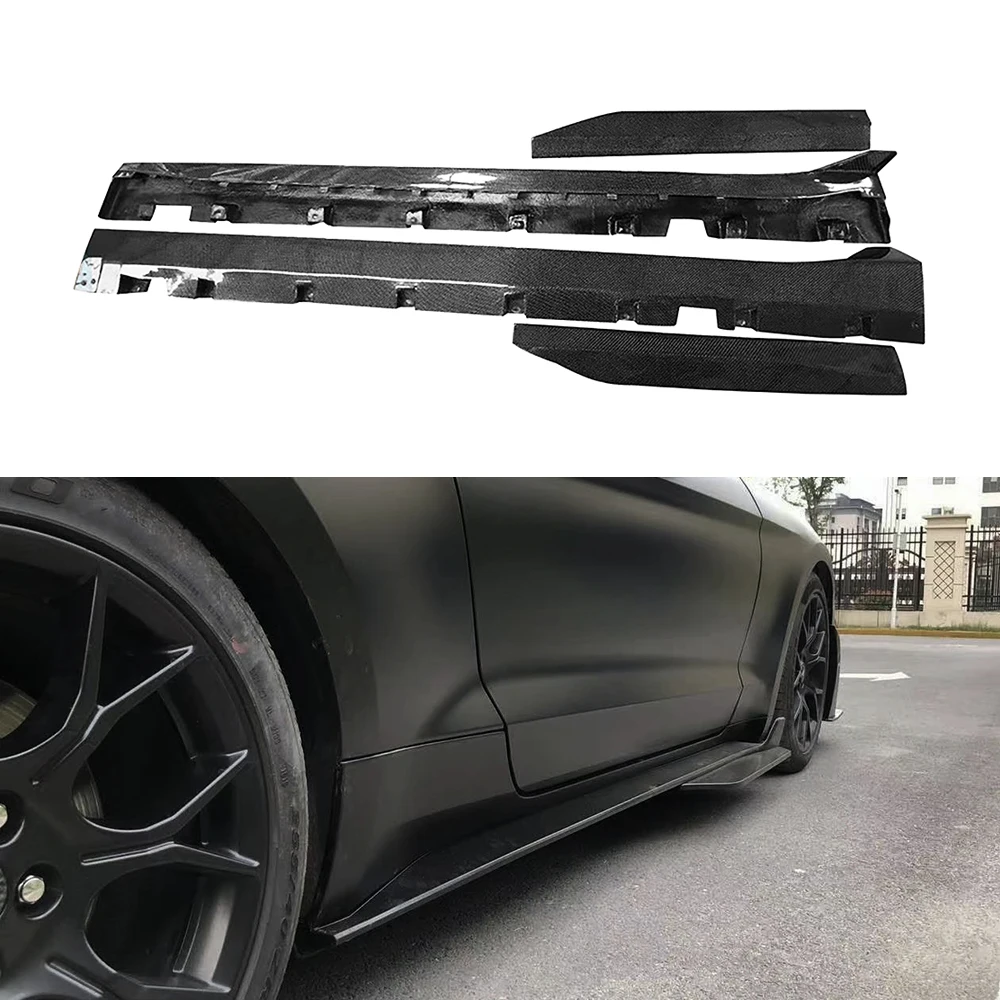 

Fits for 15-23 Mustang GT500 Style Carbon Fiber Side Skirts 4PC