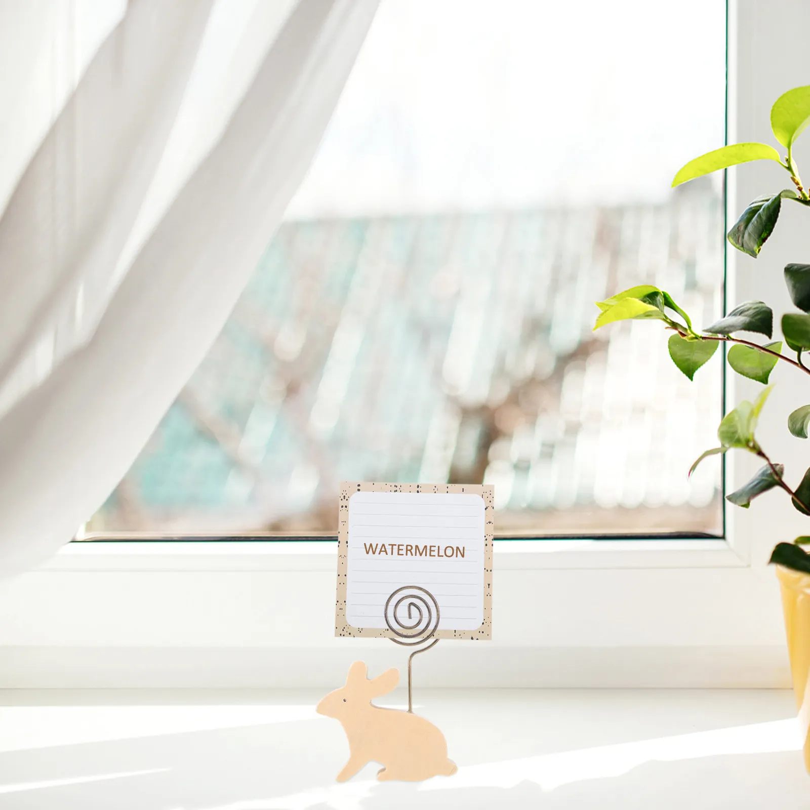 Cute Bunny Shaped Wooden Iron Memo Clip and Photo Holder for Desk Easter Decoration Home Office Desktop Organizer Unique Design