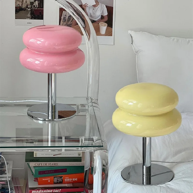 vitral macaron table lamp estudo quarto sala de estar atmosfera egg tart desk light girls bedside decor night light 01