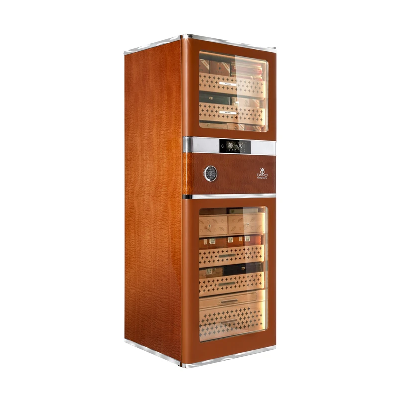 RR980 Brown Biggest Capacity Electronic Cigar Humidor With Cigar Resistance Detection Function