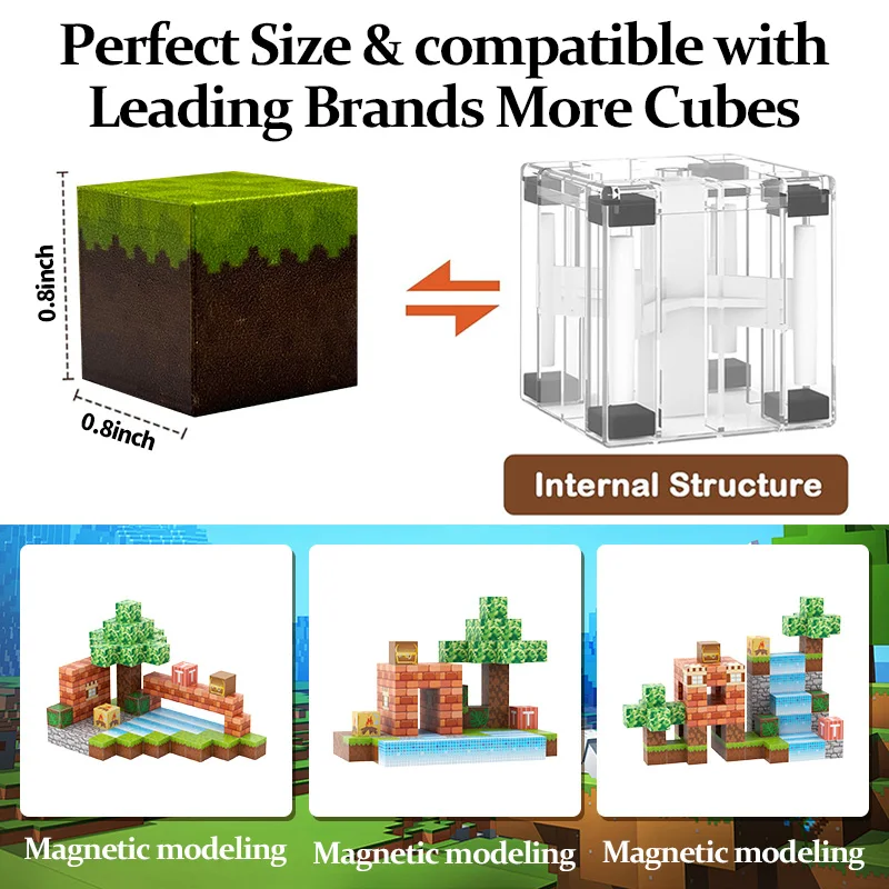 Magnetische Blokken-100PCS Magnetische Bouwstenen Magneet Kubus Speelgoed Stapelen, Bouw Boswereld Set, STEM Montessori Zintuiglijk Speelgoed