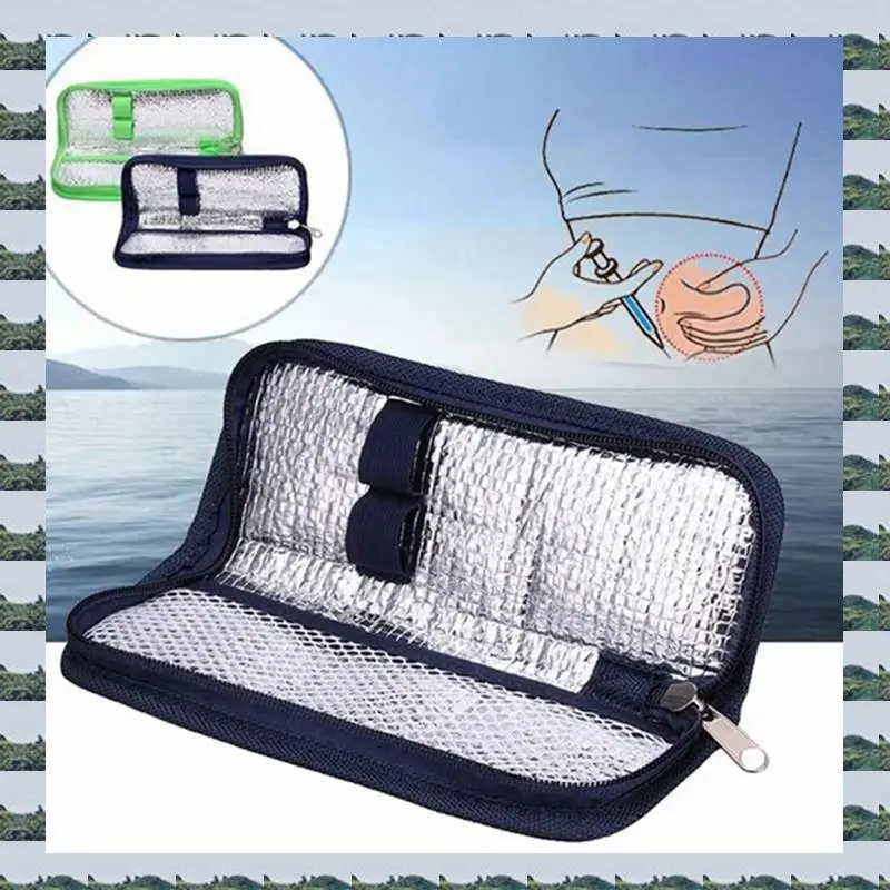 

ABQR 10X Insulin Cooler Travel Case Diabetic Medication Organizer Cooler Bag Navy Blue