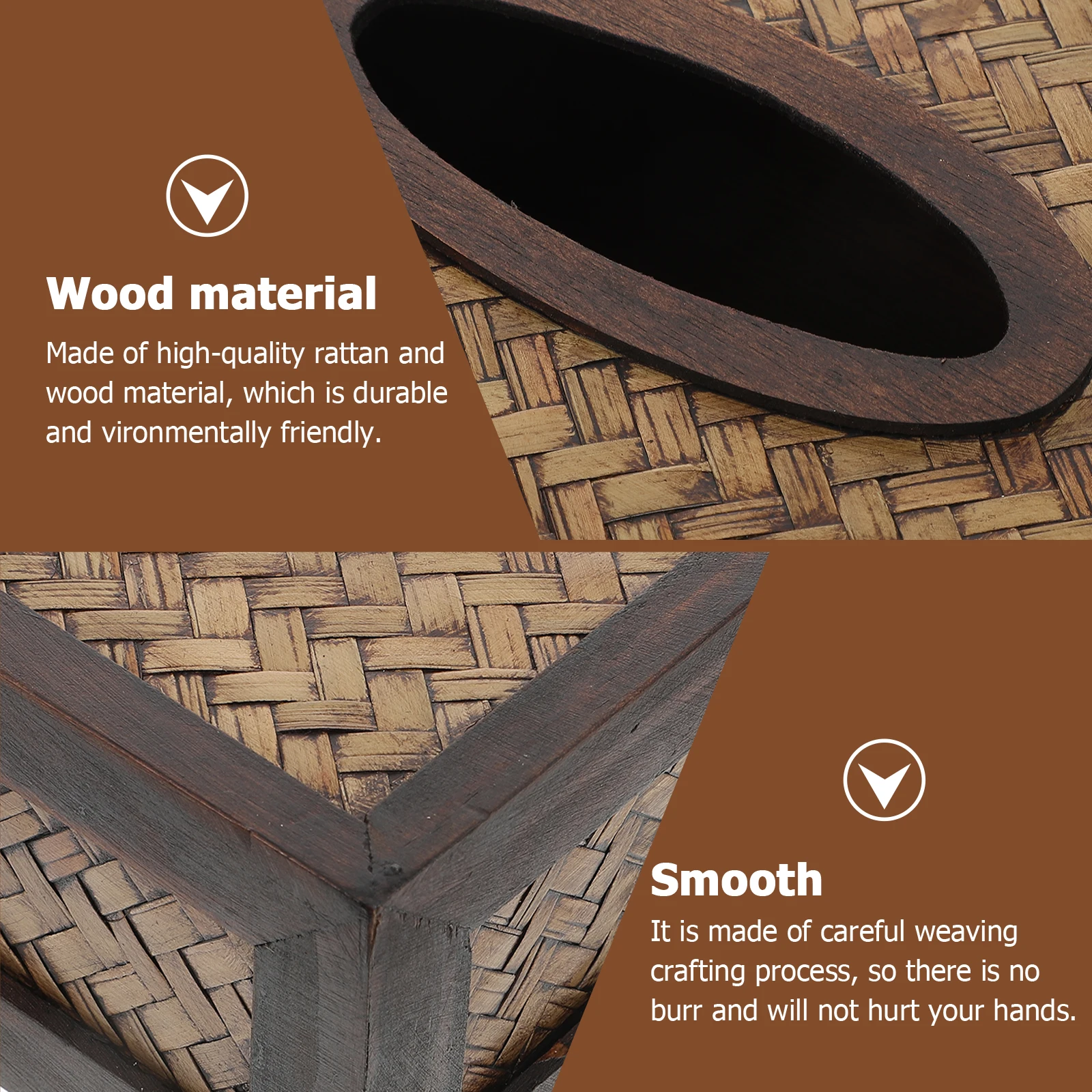 

1pc Rattan Woven Tissue Box Rustic Retro Design Tissue Container For Home Hotel Cafe Living Room Decorative Storage