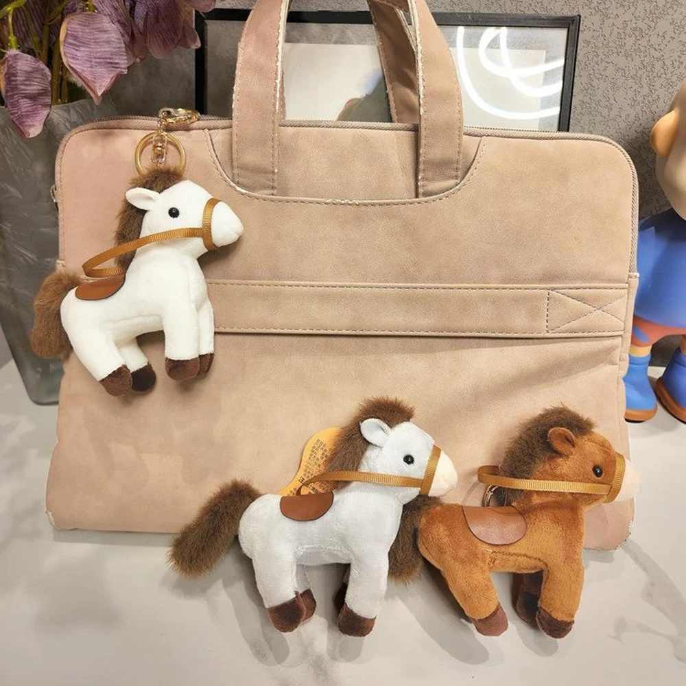 

12cm Delicate Pretty Little Horse Plush Toys Soft Standing Foal Pendants With Saddle Reins Funny Keychain Bags Decor Cool Gift