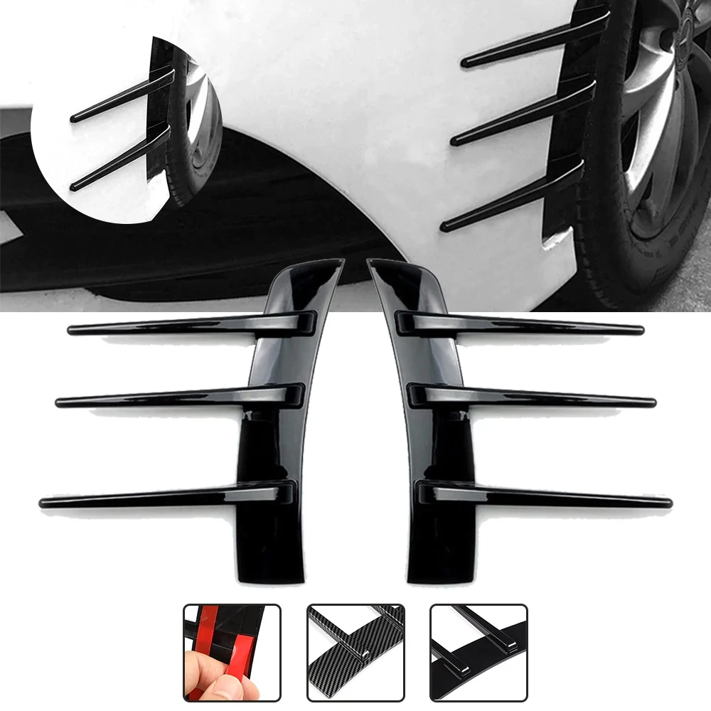 

2 шт. универсальное боковое крыло автомобиля, вентиляционное отверстие, накладка на крыло, глянцевый черный передний бампер, боковой кузов, декоративные внешние аксессуары