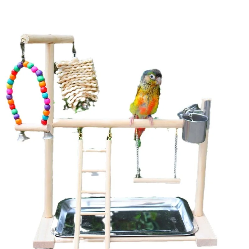 Parrot Wooden Frame Interactive Station Frame Amusement Park Swing Ladder Frosted Sichuan Pepper Wood Station Bar Standing Stick