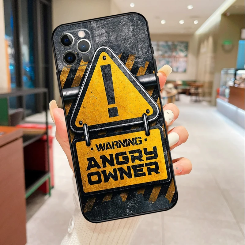 Avvertimento Angry Danger Proprietario Cassa Del Telefono Per iPhone 17 16 15 14 13 12 11 Pro Max mini 16 Plus 16e 17 Air Copertura Protettiva