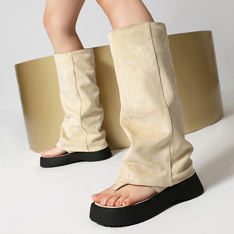 حجم كبير مادة الجلد المدبوغ متجمد مسطحة القاع كليب غطاء أصابع القدم للنساء الصيف النعل الأوسط الأحذية تنفس بطانة اللمحة تو الأحذية #6