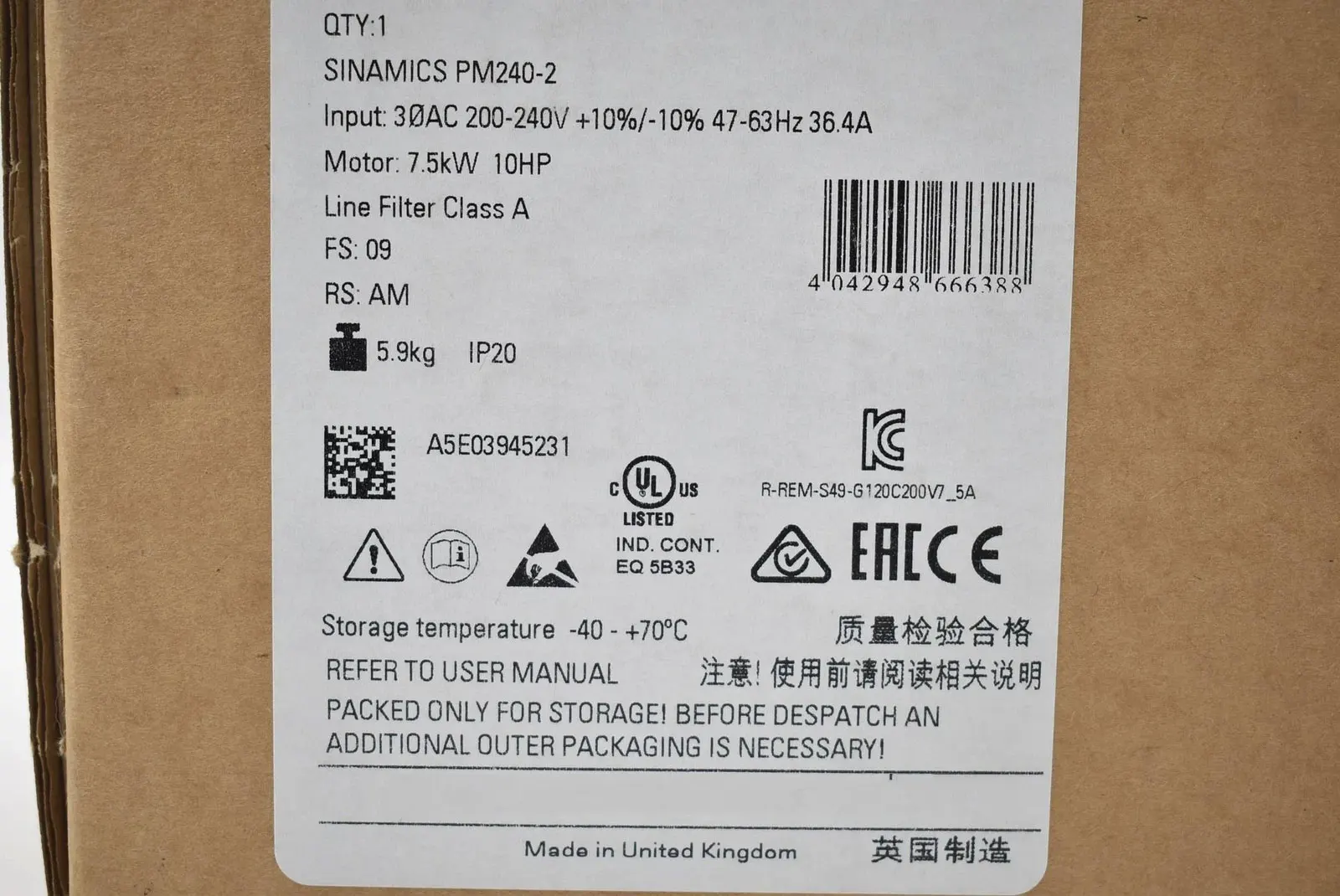 

Совершенно новый 6SL3210-1PC22-2AL0 6SL3210-1PC22-8AL0 Гарантия один год