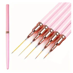 5Pcs/Set Nail Art Liner Brushes Set Elongated Lines Striping Drawing UV Gel Painting Nail Design Pen Professional Manicure Tool
