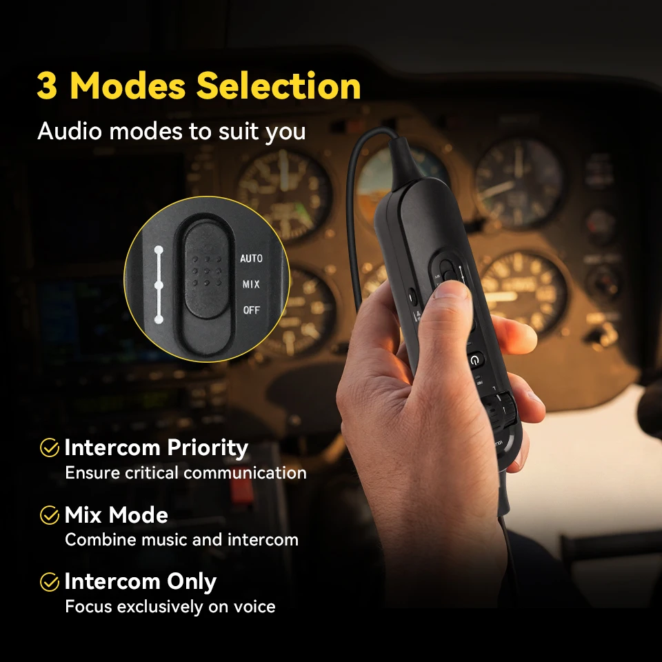 Retevis EHG002 Bluetooth-Flugkopfhörer mit Geräuschunterdrückung, Aktive Lärmreduzierung, für Freizeitflüge oder Leichte Trainingsflüge – Detail 4