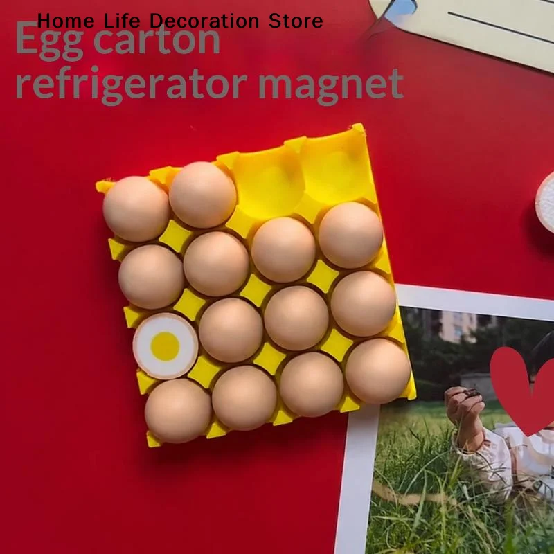 【H】Cute Smiling Chicken Broken Shell Cartoon Egg Fridge Magnetic Stickers Fun Kitchen Home Decor Magnetic Attraction
