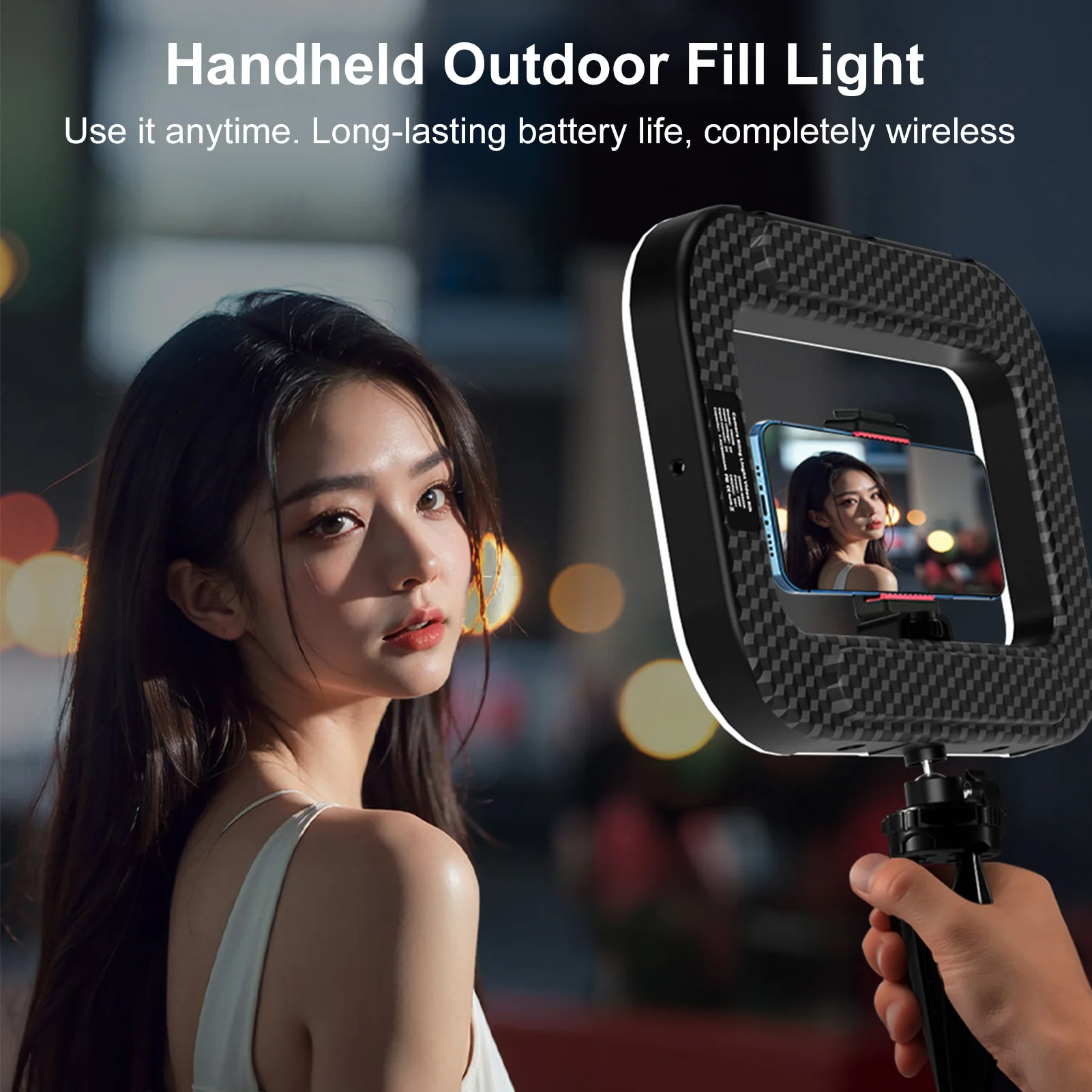 Rechargeable Cell Phone Light Handheld Phone Stabilizer with Phones Holder for Video Recording Handheld Rings Selfie Light